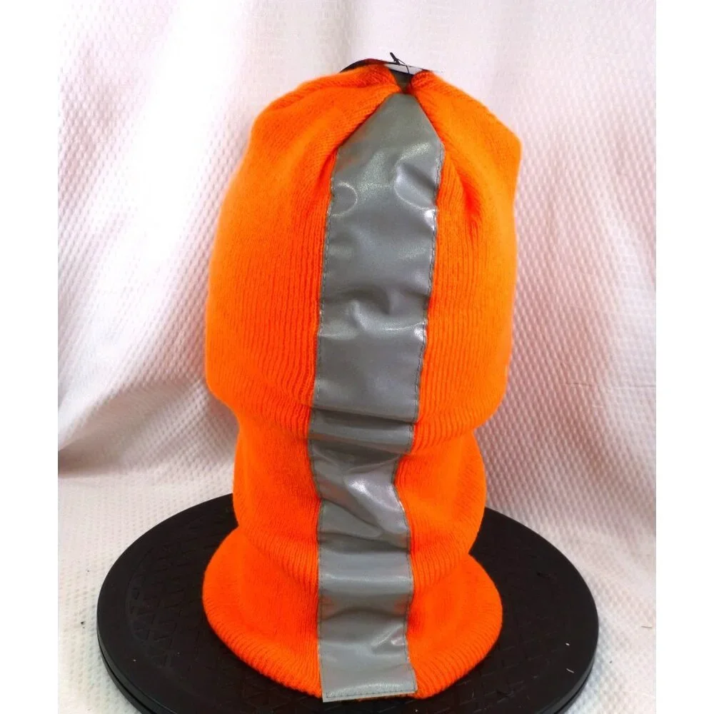 NWTHigh-Visibility Orange Knit Balaclava With Reflective Stripes & Zippered Fron